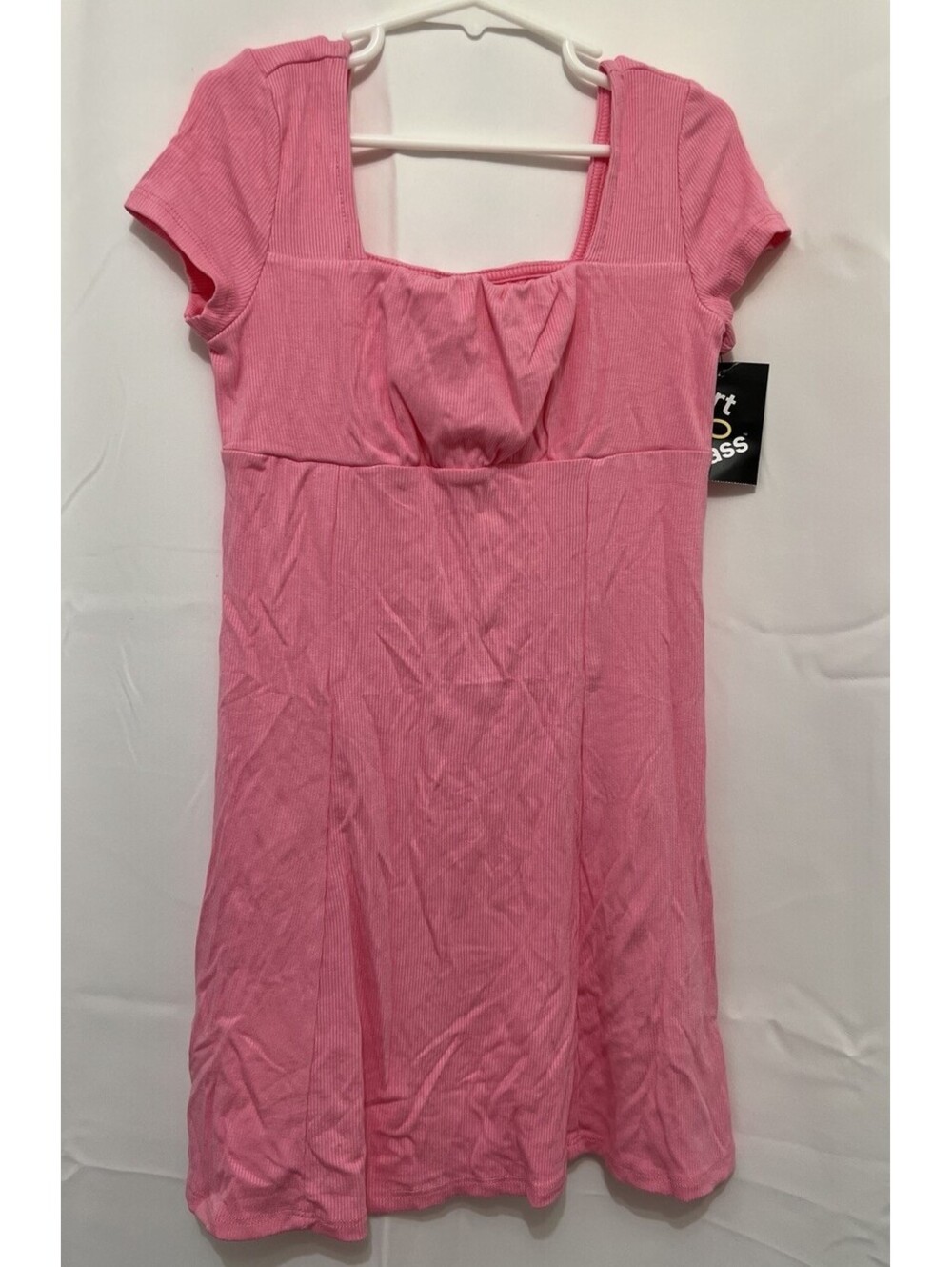 Art Class Girls S 6/7 Hot Pink Ribbed Twist-Front A-Line Dress NWT
